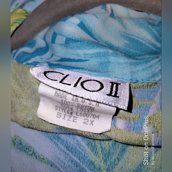 Clio ll Fern Print Button Down Sleeveless Blouse. Beautiful Print size 2X - Picture 3 of 6